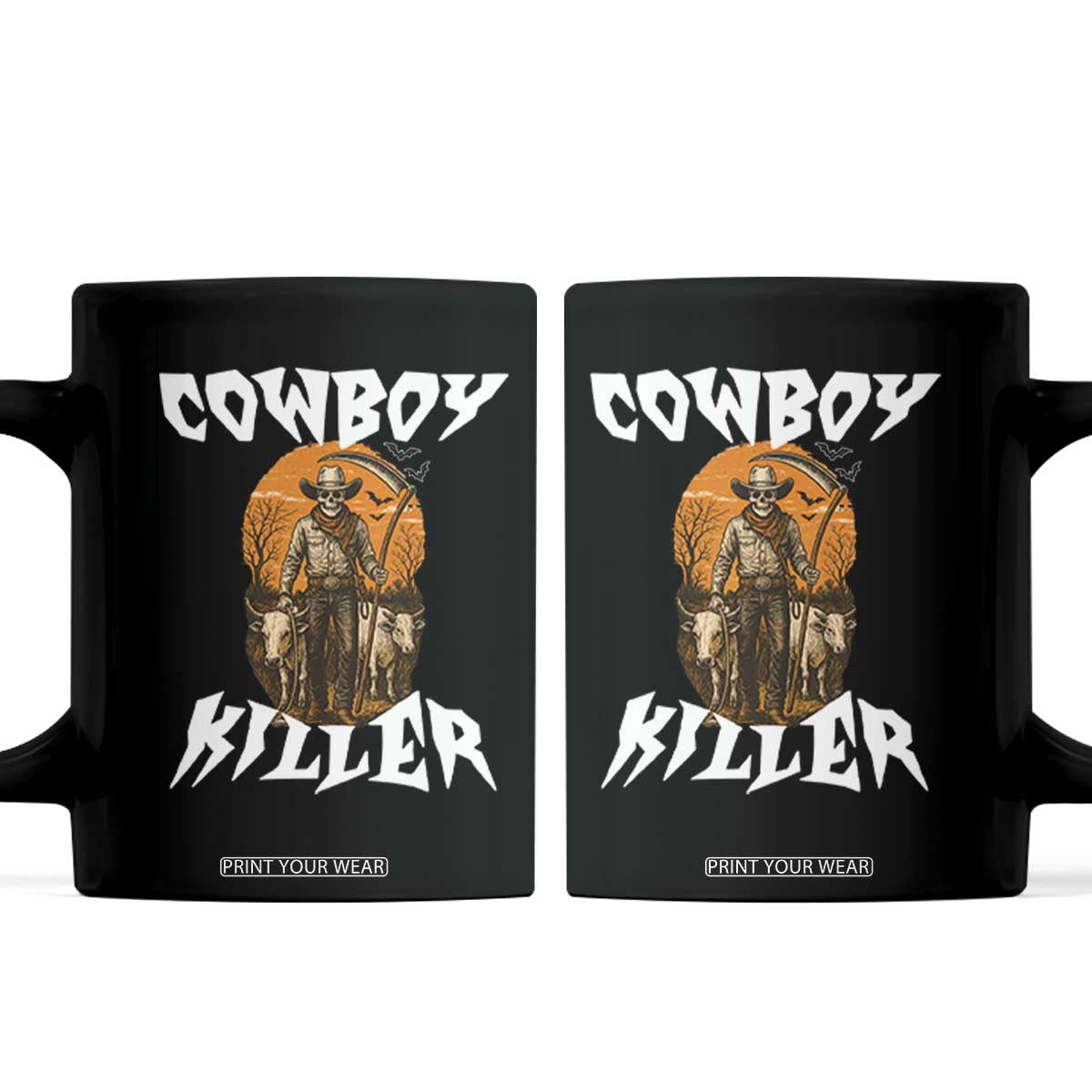 Cowboy Killer Halloween Skeleton Coffee Mug Gothic Western Art TS12 Black Print Your Wear
