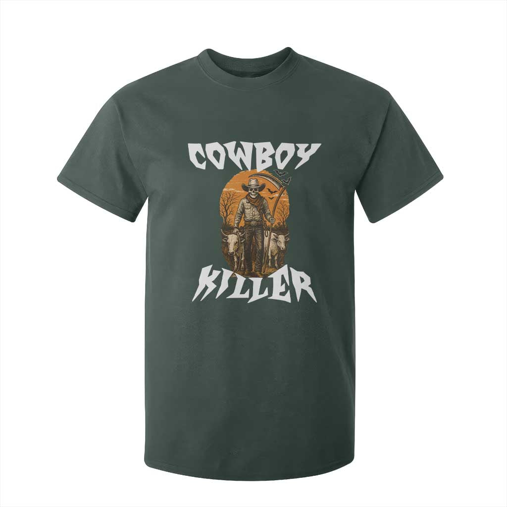 Cowboy Killer Halloween Skeleton T Shirt For Kid Gothic Western Art TS12 Dark Forest Green Print Your Wear