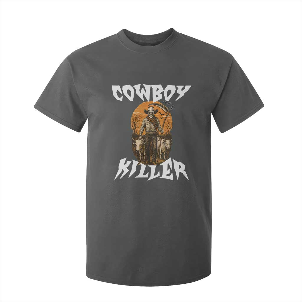 Cowboy Killer Halloween Skeleton T Shirt For Kid Gothic Western Art TS12 Dark Heather Print Your Wear