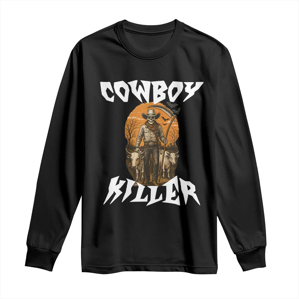 Cowboy Killer Halloween Skeleton Long Sleeve Shirt Gothic Western Art TS12 Black Print Your Wear