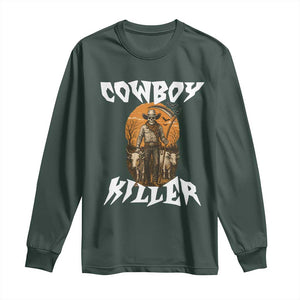 Cowboy Killer Halloween Skeleton Long Sleeve Shirt Gothic Western Art TS12 Dark Forest Green Print Your Wear