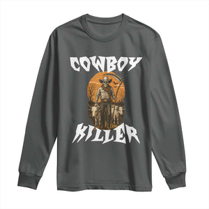 Cowboy Killer Halloween Skeleton Long Sleeve Shirt Gothic Western Art TS12 Dark Heather Print Your Wear