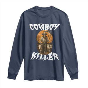 Cowboy Killer Halloween Skeleton Long Sleeve Shirt Gothic Western Art TS12 Navy Print Your Wear