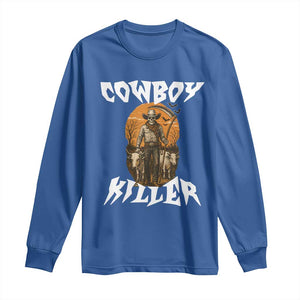 Cowboy Killer Halloween Skeleton Long Sleeve Shirt Gothic Western Art TS12 Royal Blue Print Your Wear