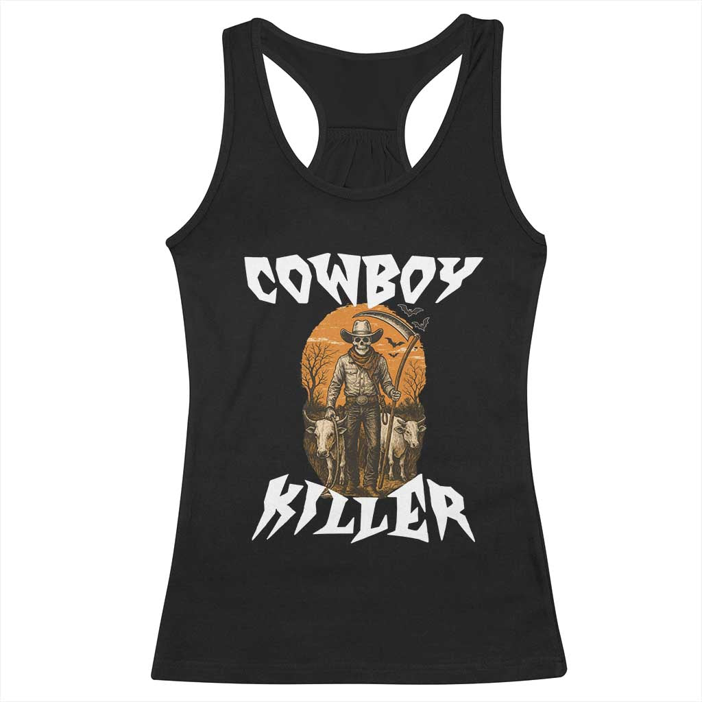 Cowboy Killer Halloween Skeleton Racerback Tank Top Gothic Western Art TS12 Black Print Your Wear