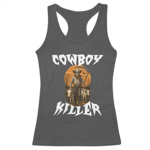 Cowboy Killer Halloween Skeleton Racerback Tank Top Gothic Western Art TS12 Dark Heather Print Your Wear