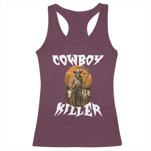 Cowboy Killer Halloween Skeleton Racerback Tank Top Gothic Western Art TS12 Maroon Print Your Wear