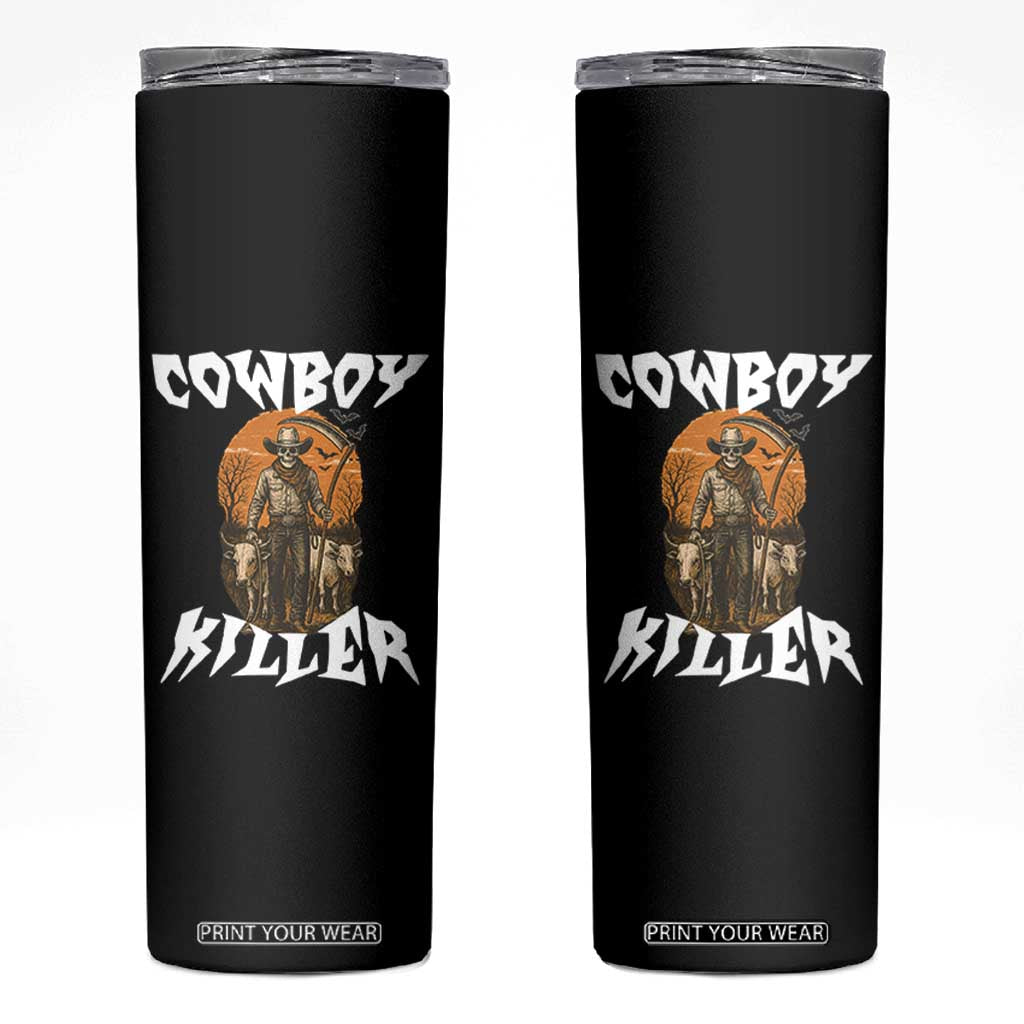 Cowboy Killer Halloween Skeleton Skinny Tumbler Gothic Western Art TS12 Black Print Your Wear