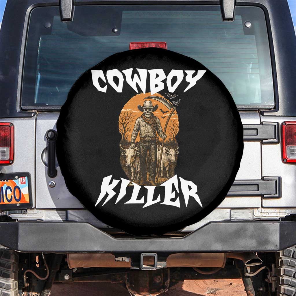 Cowboy Killer Halloween Skeleton Spare Tire Cover Gothic Western Art TS12 No hole Black Print Your Wear