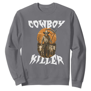 Cowboy Killer Halloween Skeleton Sweatshirt Gothic Western Art TS12 Charcoal Print Your Wear