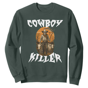 Cowboy Killer Halloween Skeleton Sweatshirt Gothic Western Art TS12 Dark Forest Green Print Your Wear