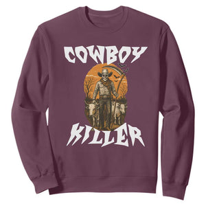 Cowboy Killer Halloween Skeleton Sweatshirt Gothic Western Art TS12 Maroon Print Your Wear