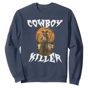 Cowboy Killer Halloween Skeleton Sweatshirt Gothic Western Art TS12 Navy Print Your Wear
