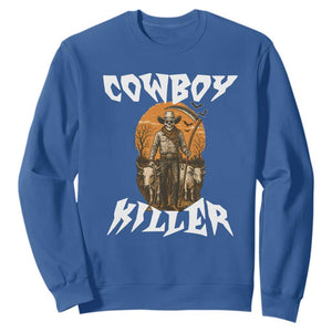 Cowboy Killer Halloween Skeleton Sweatshirt Gothic Western Art TS12 Royal Blue Print Your Wear