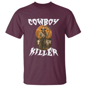 Cowboy Killer Halloween Skeleton T Shirt Gothic Western Art TS12 Maroon Print Your Wear