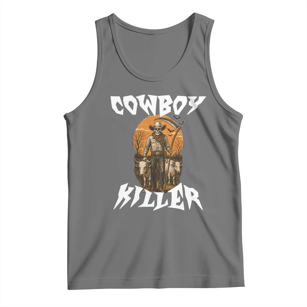 Cowboy Killer Halloween Skeleton Tank Top Gothic Western Art TS12 Black Heather Print Your Wear