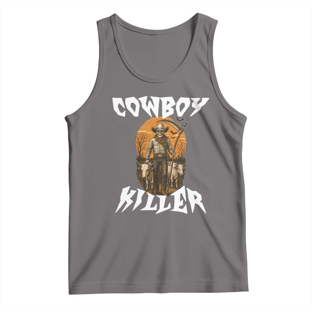 Cowboy Killer Halloween Skeleton Tank Top Gothic Western Art TS12 Deep Heather Print Your Wear