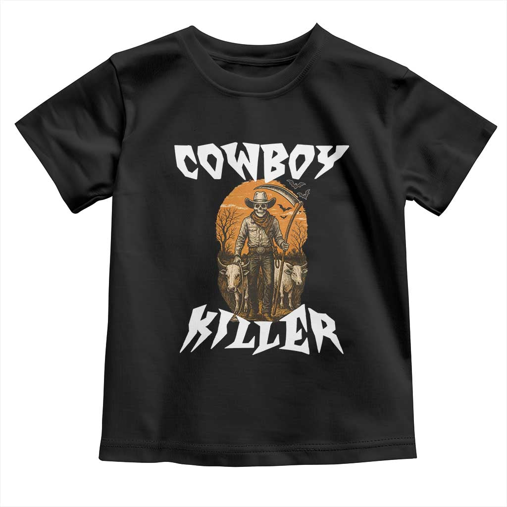 Cowboy Killer Halloween Skeleton Toddler T Shirt Gothic Western Art TS12 Black Print Your Wear
