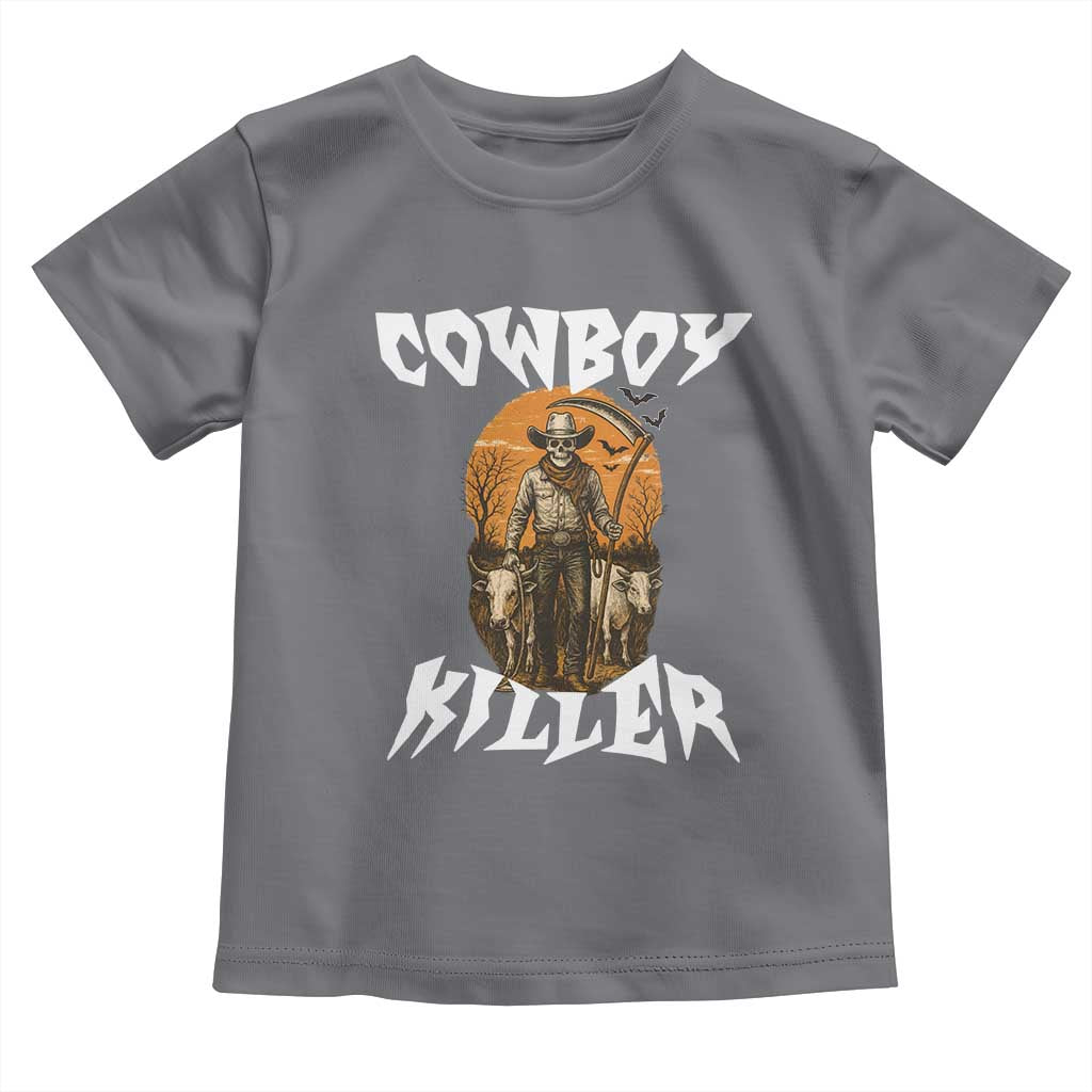Cowboy Killer Halloween Skeleton Toddler T Shirt Gothic Western Art TS12 Charcoal Print Your Wear