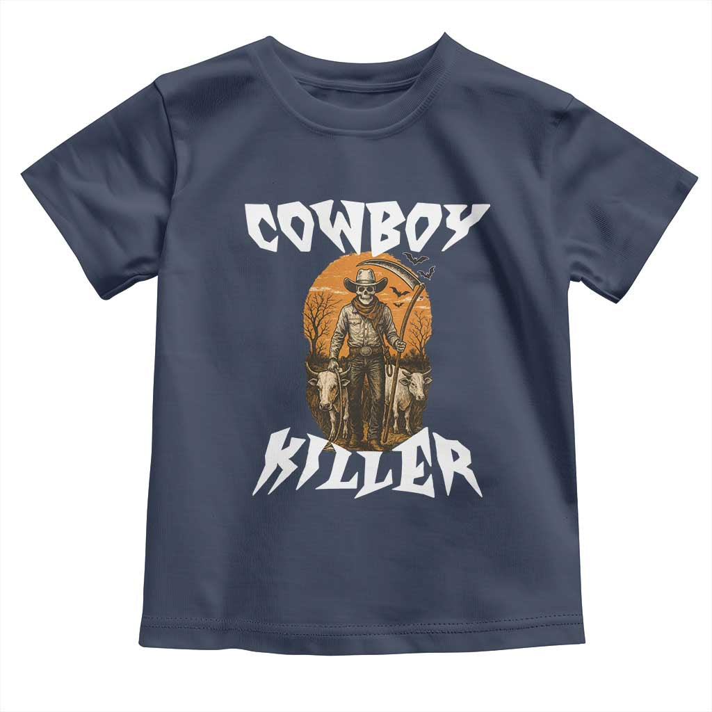 Cowboy Killer Halloween Skeleton Toddler T Shirt Gothic Western Art TS12 Navy Print Your Wear