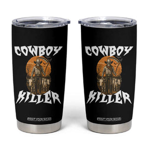 Cowboy Killer Halloween Skeleton Tumbler Cup Gothic Western Art TS12 Black Print Your Wear