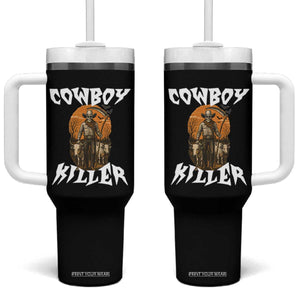 Cowboy Killer Halloween Skeleton Tumbler With Handle Gothic Western Art TS12 One Size: 40 oz Black Print Your Wear