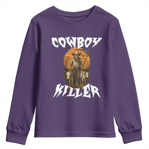 Cowboy Killer Halloween Skeleton Youth Sweatshirt Gothic Western Art TS12 Purple Print Your Wear
