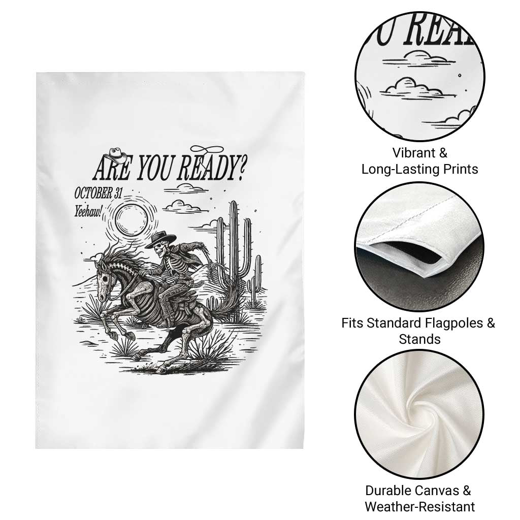 Halloween Skeleton Garden Flag Are You Ready October 31 Rodeo Cowboy TS12 Print Your Wear