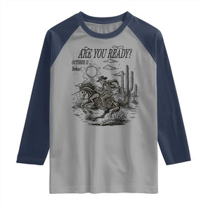 Halloween Skeleton Raglan Shirt Are You Ready October 31 Rodeo Cowboy TS12 Sport Gray Navy Print Your Wear