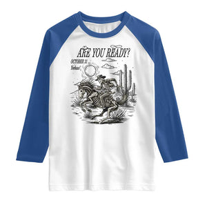 Halloween Skeleton Raglan Shirt Are You Ready October 31 Rodeo Cowboy TS12 White Royal Print Your Wear