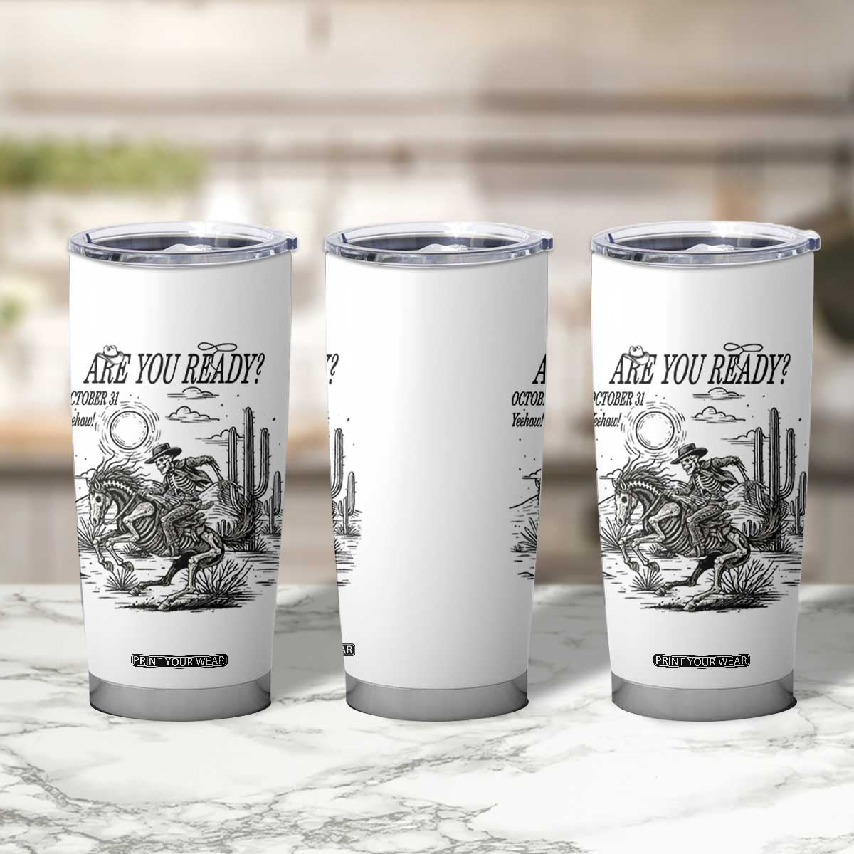 Halloween Skeleton Tumbler Cup Are You Ready October 31 Rodeo Cowboy TS12 Print Your Wear