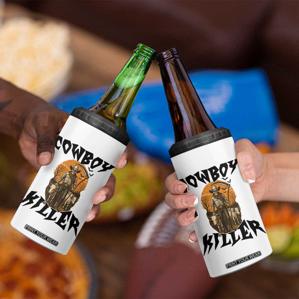 Halloween Skeleton 4 in 1 Can Cooler Tumbler Cowboy Killer Spooky Western Horror Design TS12 Print Your Wear