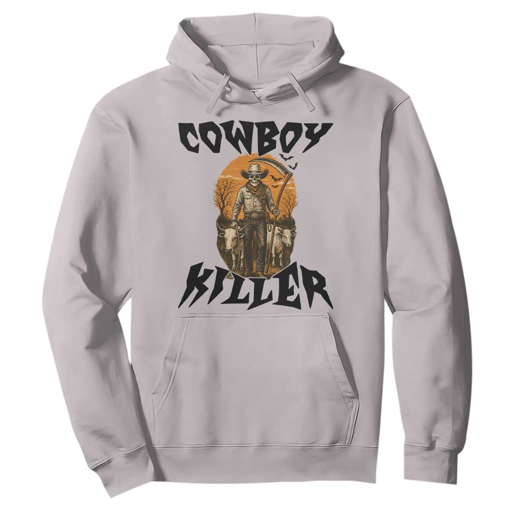 Halloween Skeleton Hoodie Cowboy Killer Spooky Western Horror Design TS12 Ice Gray Print Your Wear