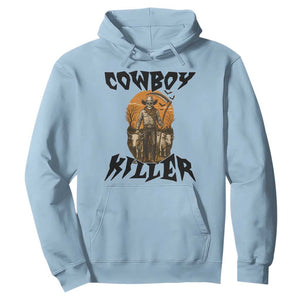 Halloween Skeleton Hoodie Cowboy Killer Spooky Western Horror Design TS12 Light Blue Print Your Wear