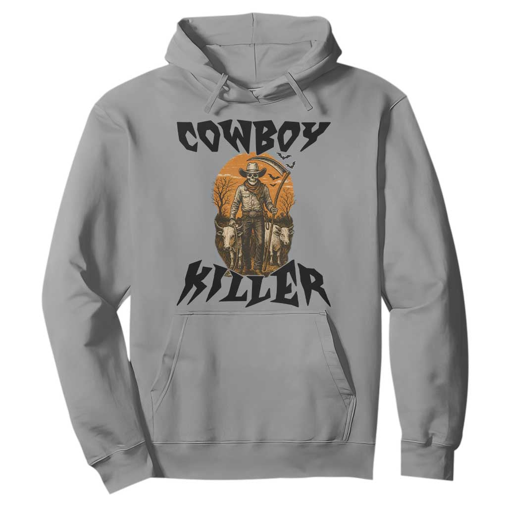 Halloween Skeleton Hoodie Cowboy Killer Spooky Western Horror Design TS12 Sport Gray Print Your Wear
