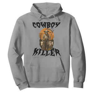 Halloween Skeleton Hoodie Cowboy Killer Spooky Western Horror Design TS12 Sport Gray Print Your Wear