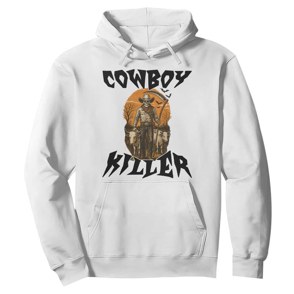 Halloween Skeleton Hoodie Cowboy Killer Spooky Western Horror Design TS12 White Print Your Wear