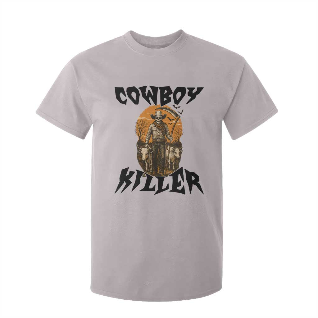 Halloween Skeleton T Shirt For Kid Cowboy Killer Spooky Western Horror Design TS12 Ice Gray Print Your Wear