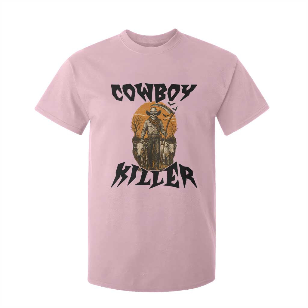 Halloween Skeleton T Shirt For Kid Cowboy Killer Spooky Western Horror Design TS12 Light Pink Print Your Wear