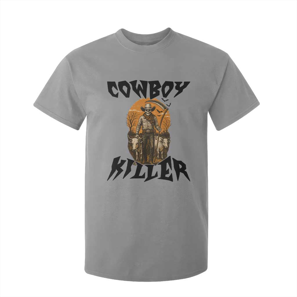 Halloween Skeleton T Shirt For Kid Cowboy Killer Spooky Western Horror Design TS12 Sport Gray Print Your Wear