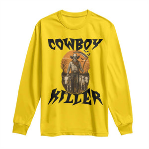 Halloween Skeleton Long Sleeve Shirt Cowboy Killer Spooky Western Horror Design TS12 Daisy Print Your Wear