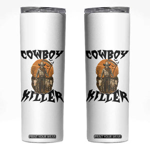 Halloween Skeleton Skinny Tumbler Cowboy Killer Spooky Western Horror Design TS12 White Print Your Wear