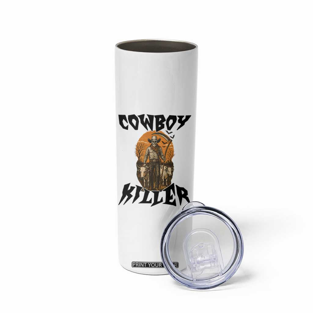 Halloween Skeleton Skinny Tumbler Cowboy Killer Spooky Western Horror Design TS12 Print Your Wear