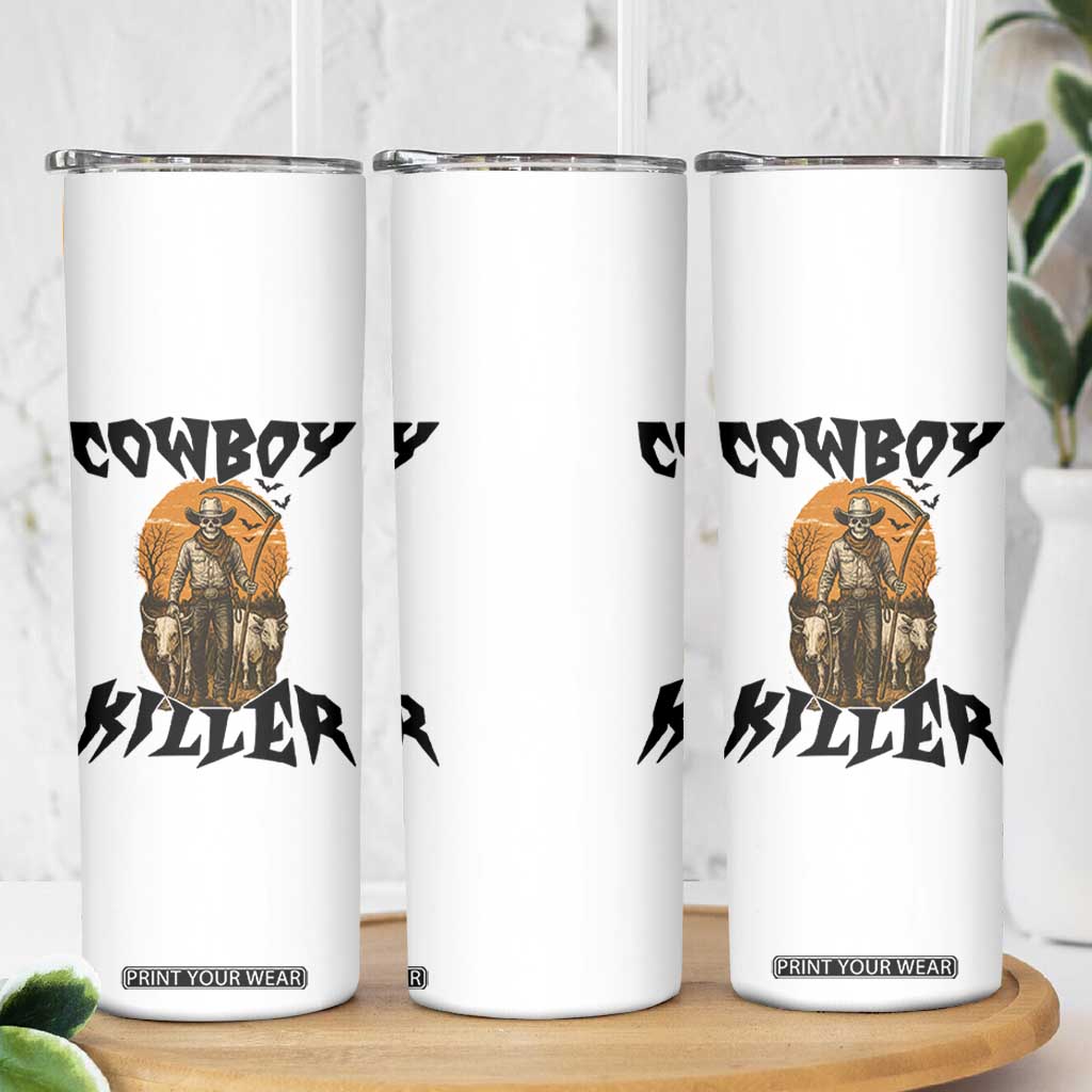 Halloween Skeleton Skinny Tumbler Cowboy Killer Spooky Western Horror Design TS12 Print Your Wear