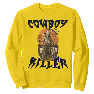 Halloween Skeleton Sweatshirt Cowboy Killer Spooky Western Horror Design TS12 Daisy Print Your Wear