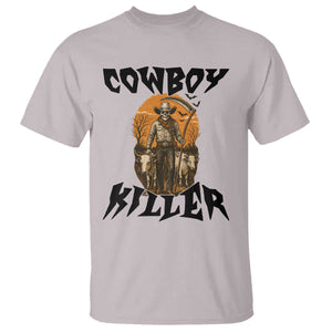 Halloween Skeleton T Shirt Cowboy Killer Spooky Western Horror Design TS12 Ice Gray Print Your Wear