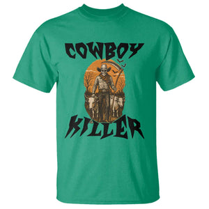 Halloween Skeleton T Shirt Cowboy Killer Spooky Western Horror Design TS12 Irish Green Print Your Wear