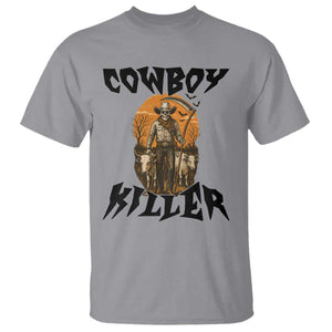 Halloween Skeleton T Shirt Cowboy Killer Spooky Western Horror Design TS12 Sport Gray Print Your Wear
