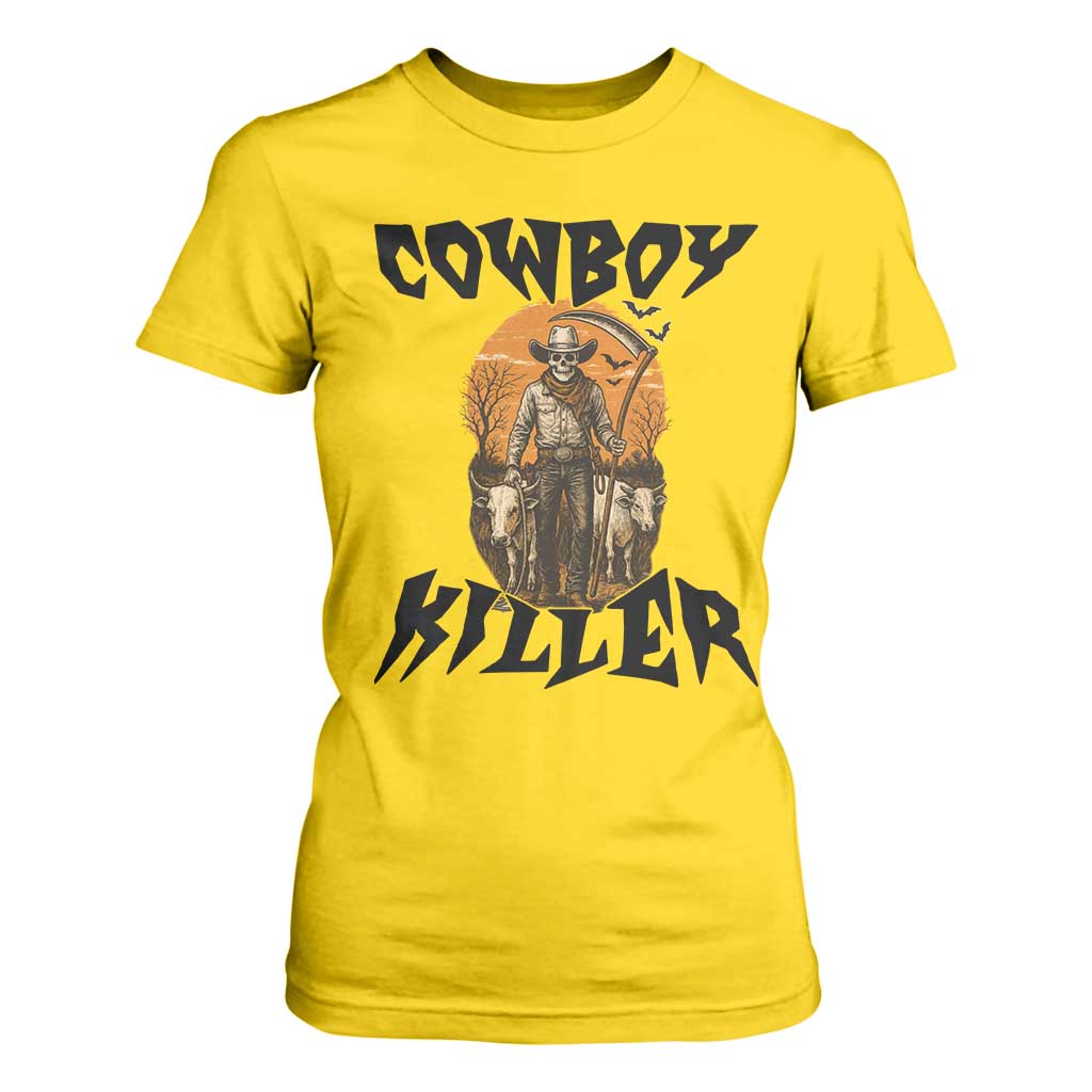 Halloween Skeleton T Shirt For Women Cowboy Killer Spooky Western Horror Design TS12 Daisy Print Your Wear