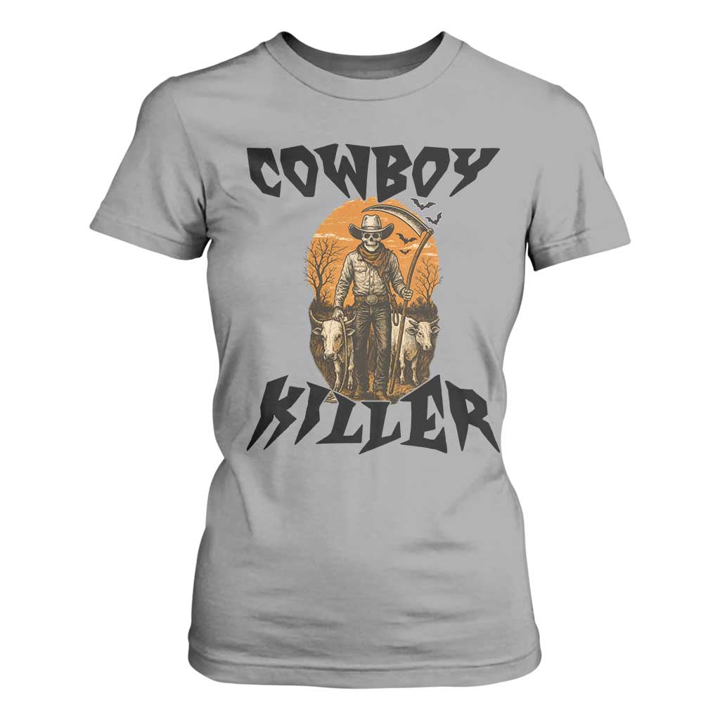 Halloween Skeleton T Shirt For Women Cowboy Killer Spooky Western Horror Design TS12 Sport Gray Print Your Wear